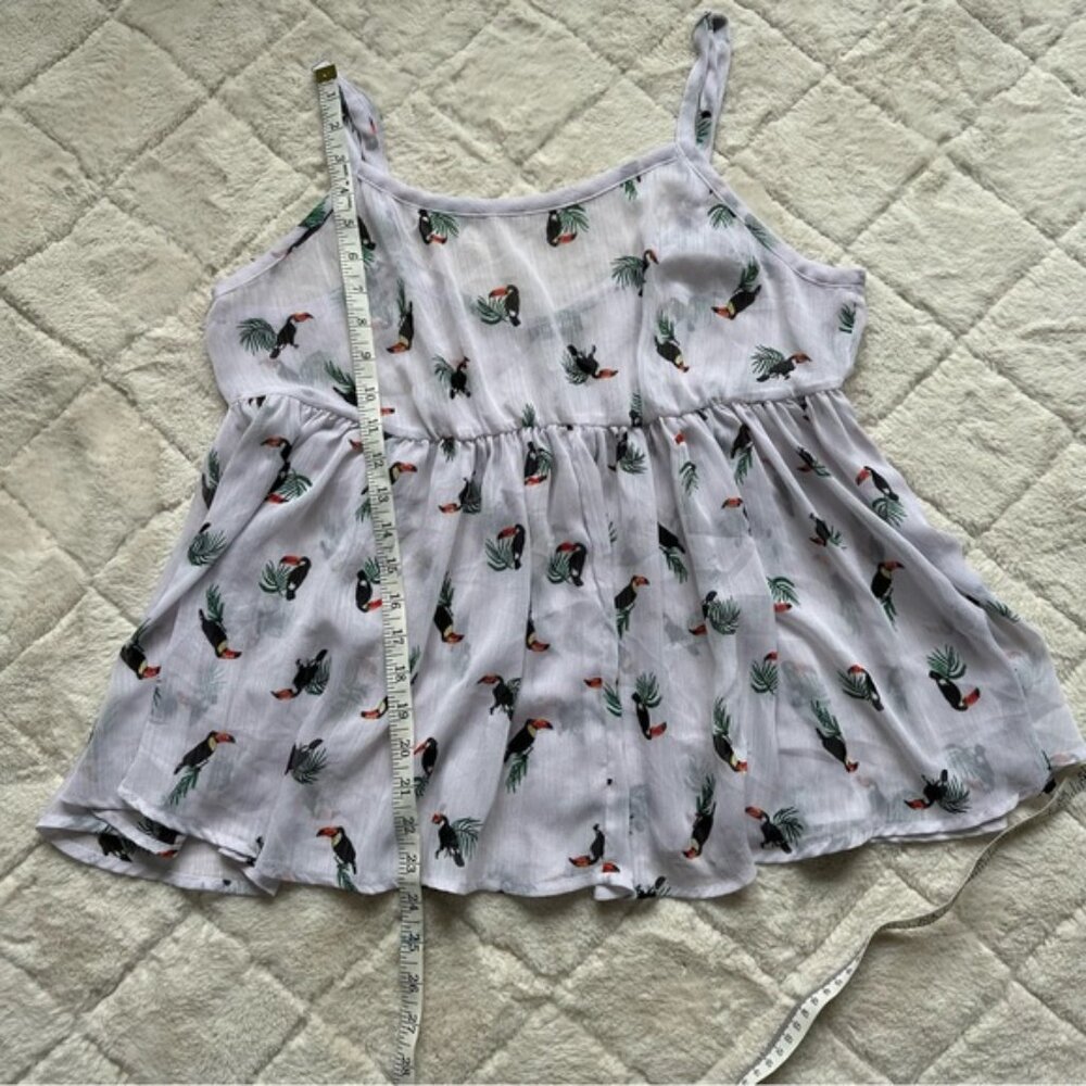 Torrid | Chiffon Peplum Toucan Print Babydoll Tank | Size 00 - Picture 10 of 11